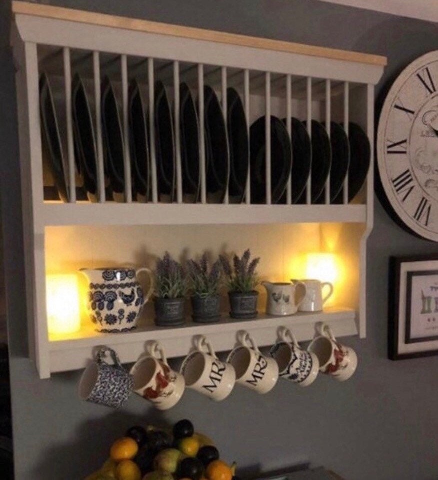 The Lincoln handmade kitchen plate rack storage available in your chosen f&b colour