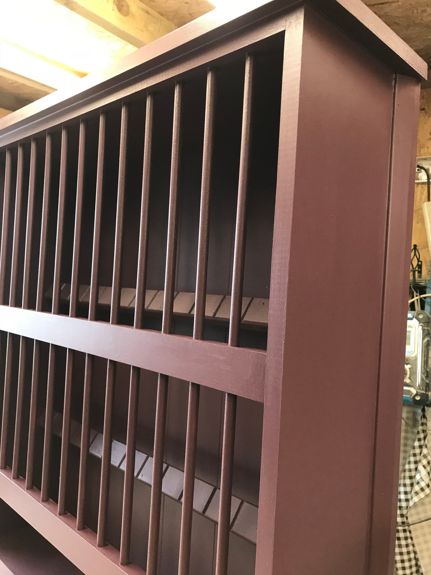 The Swallow kitchen pine handmade plate rack available in your chosen f&b colour