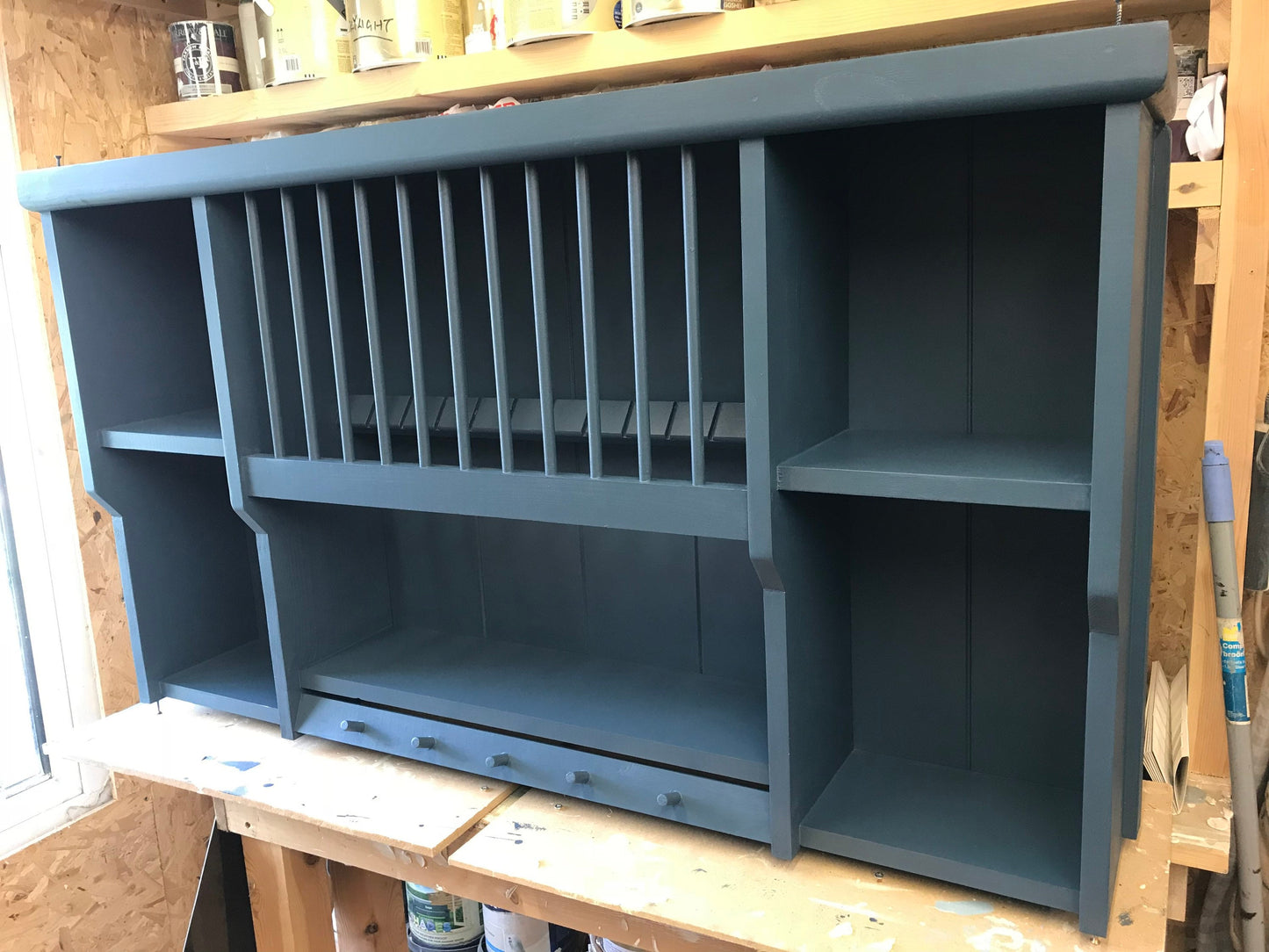 The Hague handmade pine kitchen plate rack storage available in your chosen f&b colour