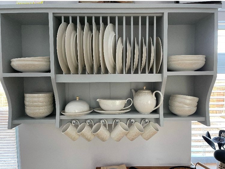 The berry handmade pine kitchen plate rack storage available in your chosen f&b colour