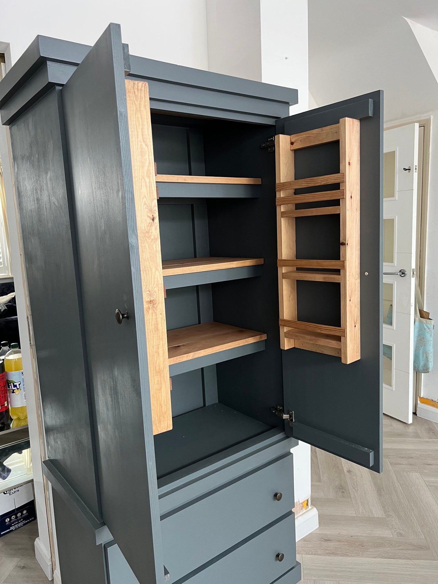 The Oxford Handcrafted bespoke custom made to order pantry larder finished in your chosen farrow and ball colour deposit available