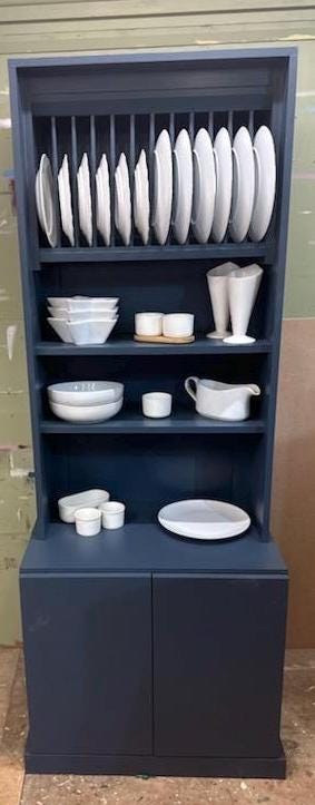 Custom made storage dresser with built in plate rack - finished in your colour choice from the Farrow & Ball paint range
