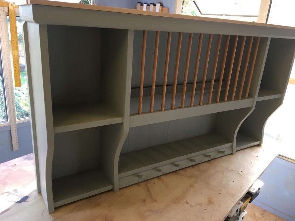 The ambergate handmade pine kitchen plate rack available in your chosen f&b colour