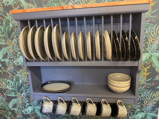 The Hatfield handmade pine kitchen plate rack storage