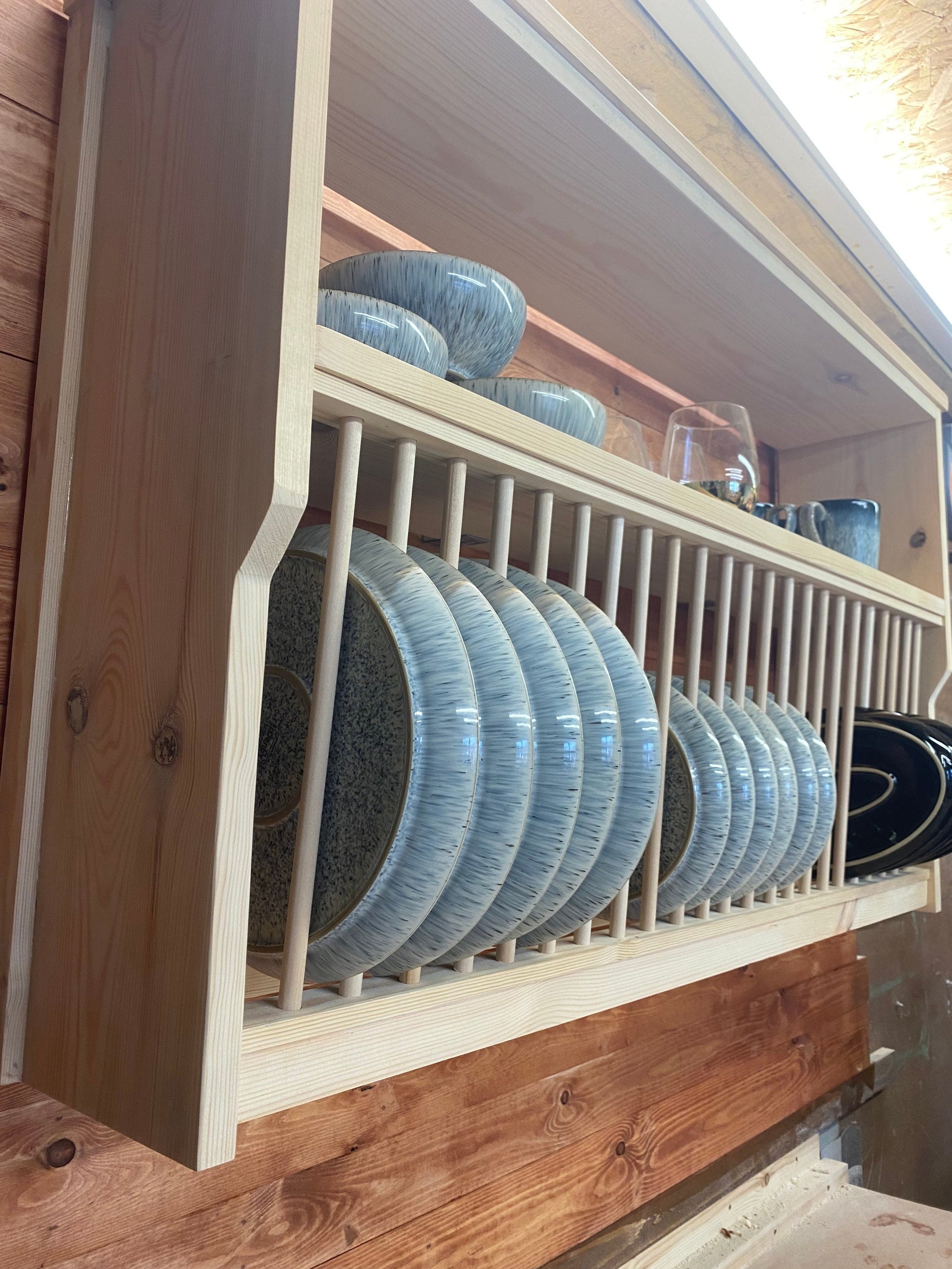 The Gloucestershire handmade plate rack storage - natural pine