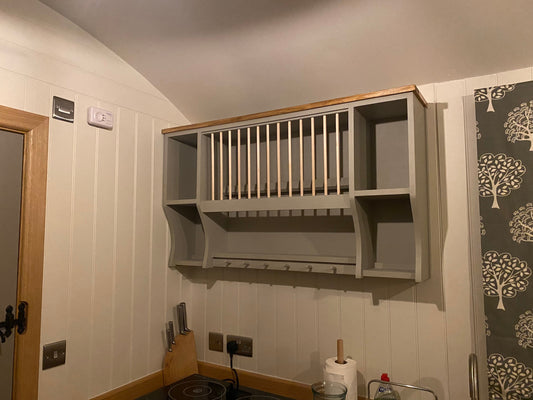 The crich handmade pine kitchen plate rack storage