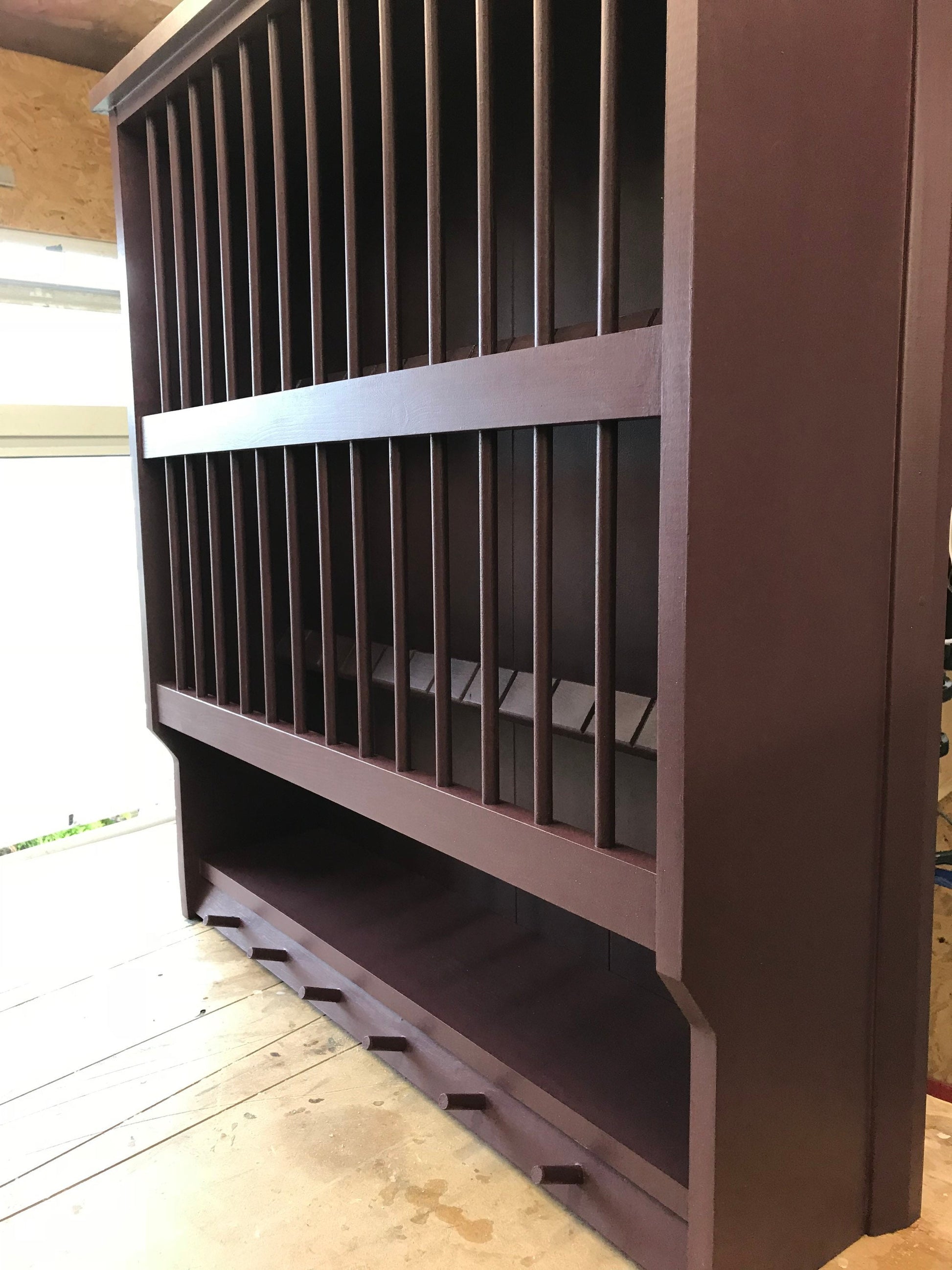 The Swallow kitchen pine handmade plate rack available in your chosen f&b colour