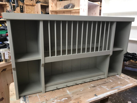 The Wells handmade pine kitchen plate rack storage available in your chosen f&b colour