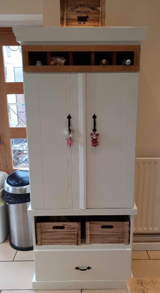 The cheadle Handcrafted bespoke custom made to order pine pantry finished in your chosen farrow and ball colour deposit option available