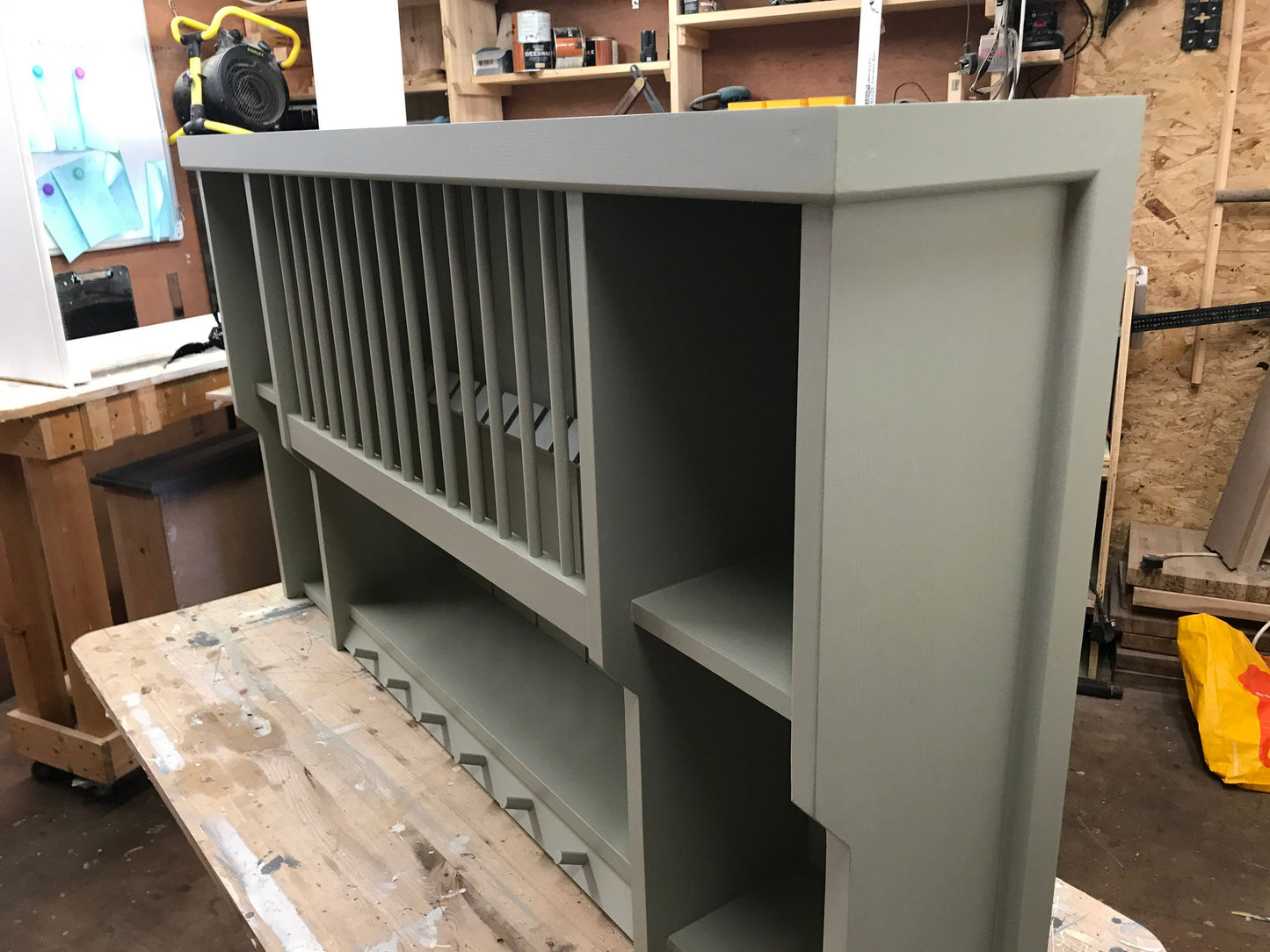 The Wells handmade pine kitchen plate rack storage available in your chosen f&b colour