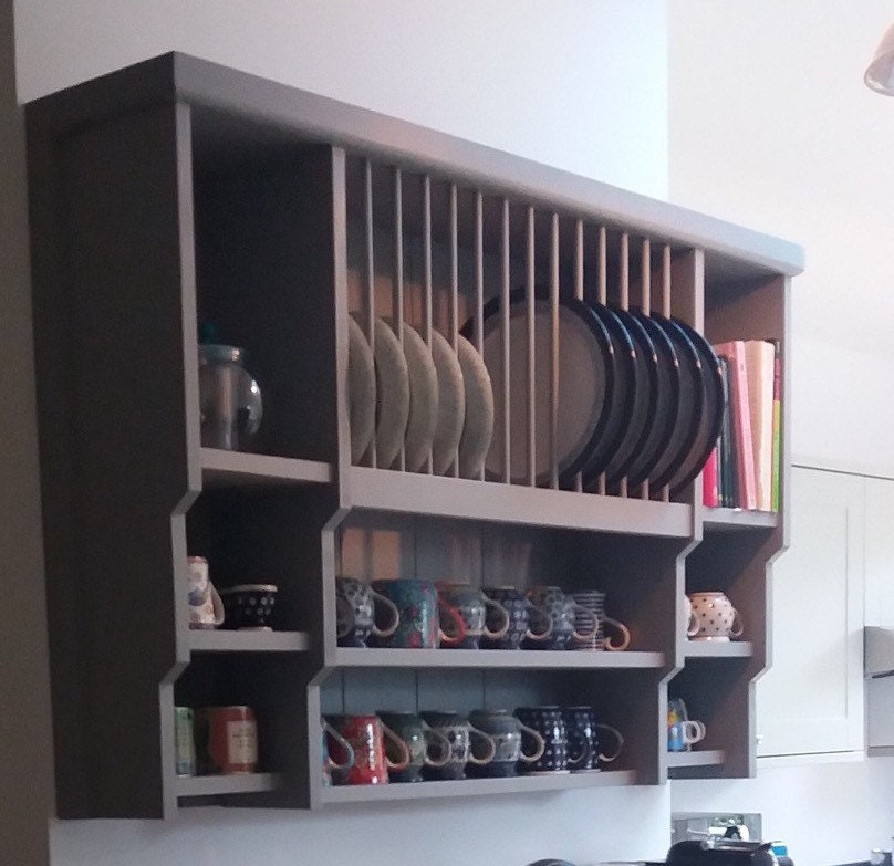 The Caister kitchen pine handmade plate rack available in your chosen f&b colour