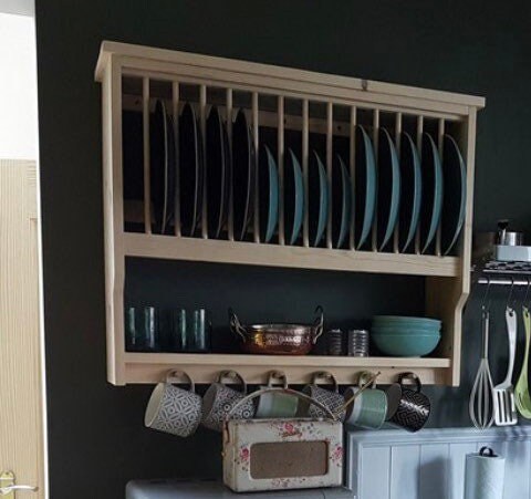 The Boston handmade kitchen plate rack storage available in your chosen f&b colour