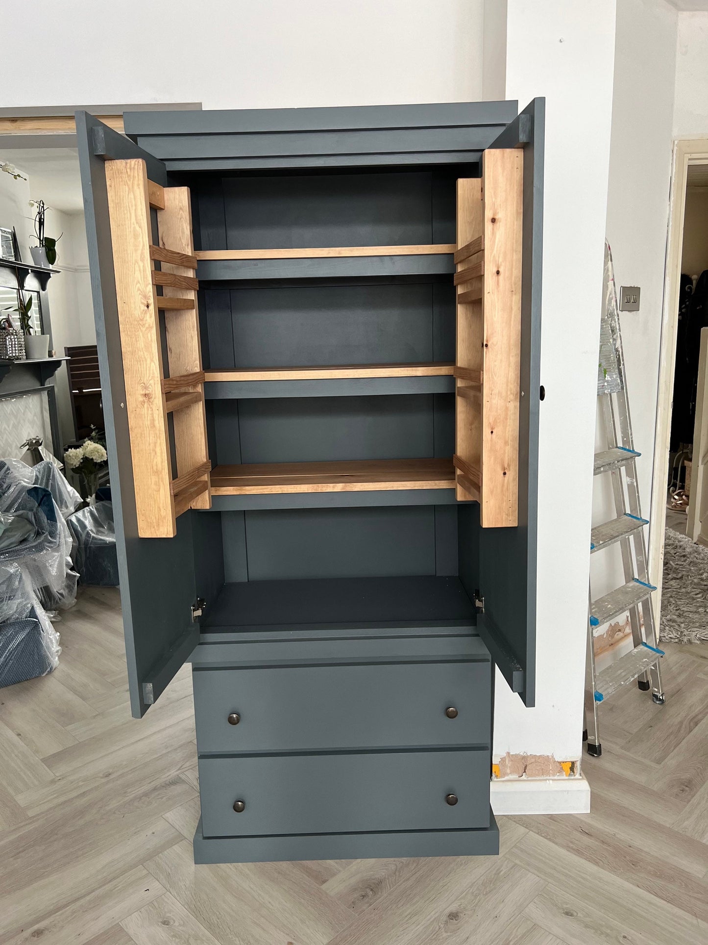 The Oxford Handcrafted bespoke custom made to order pantry larder finished in your chosen farrow and ball colour deposit available