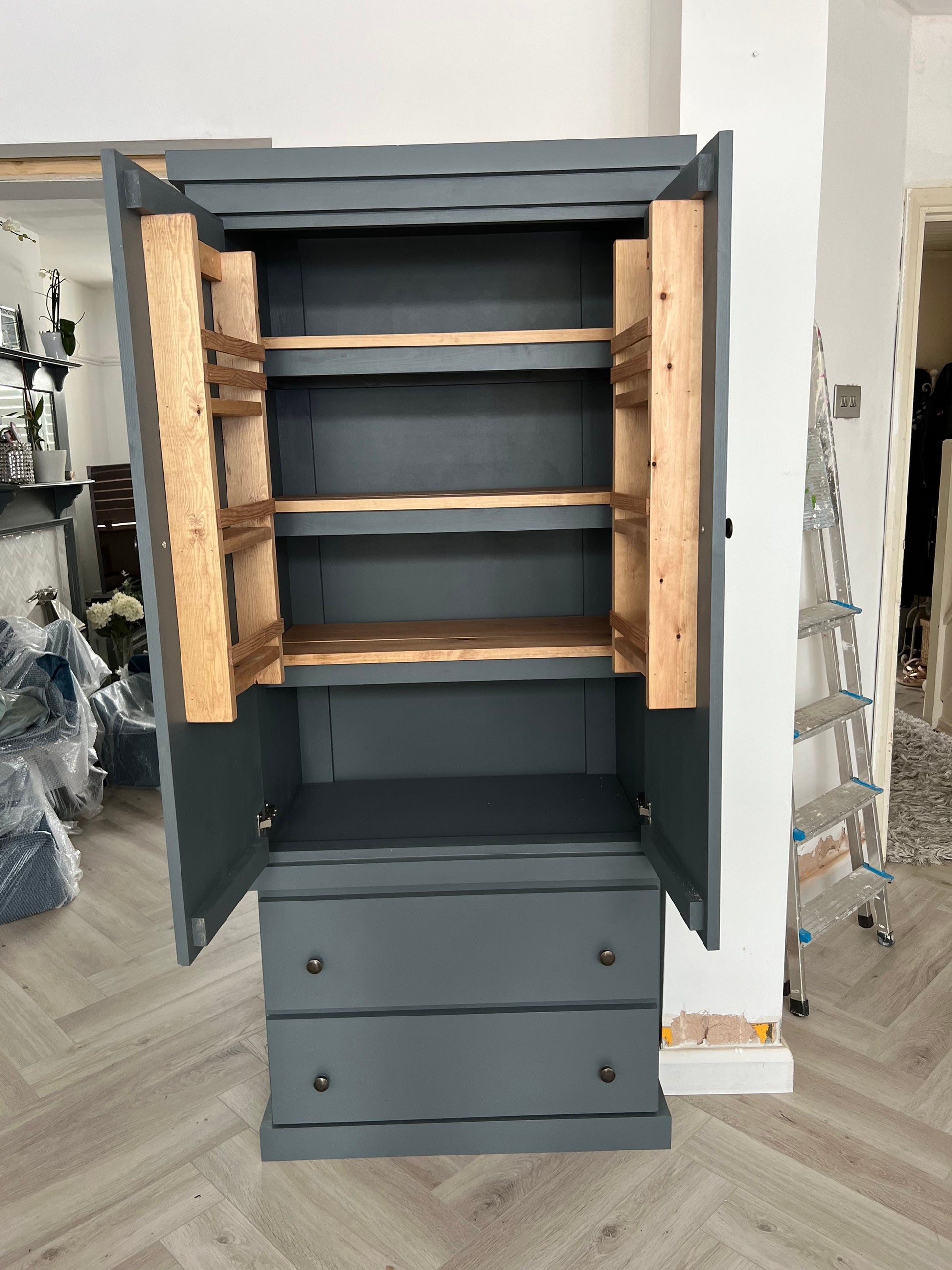The Oxford Handcrafted bespoke custom made to order pantry larder finished in your chosen farrow and ball colour deposit available