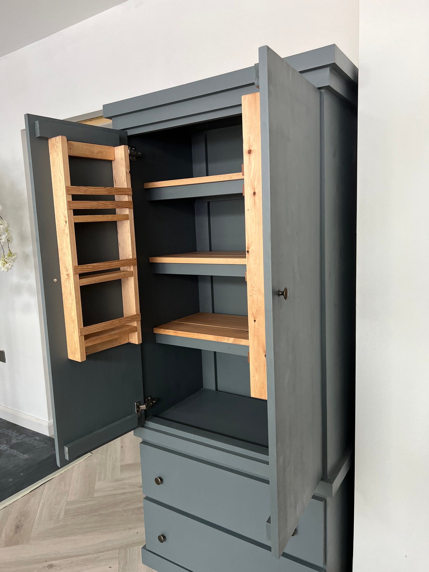 The Oxford Handcrafted bespoke custom made to order pantry larder finished in your chosen farrow and ball colour deposit available