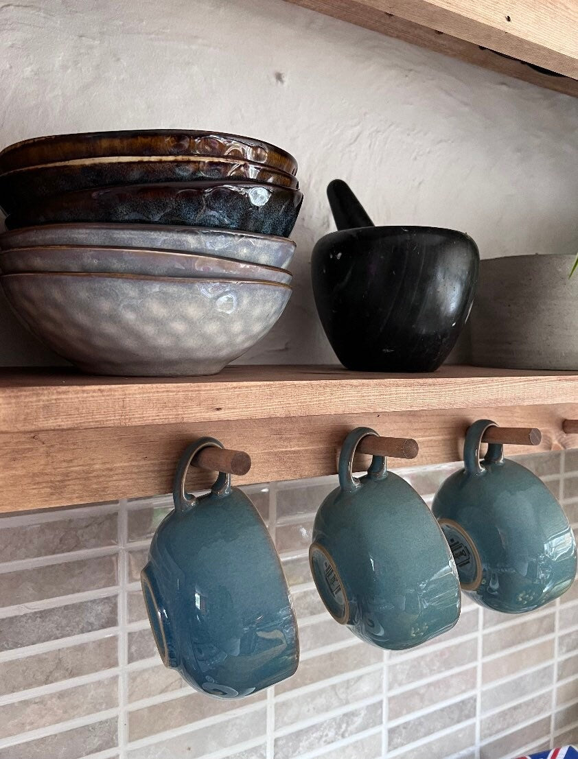 The Cumbria handmade kitchen pine plate rack storage