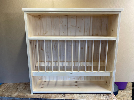 The Colchester natural kitchen solid pine handmade plate rack storage custom made to order