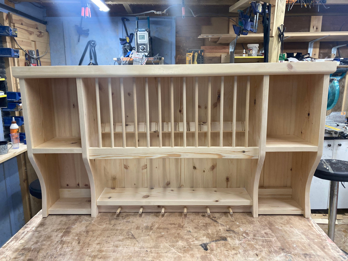 Rye handmade pine natural kitchen plate rack