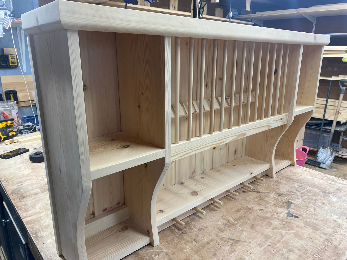 Rye handmade pine natural kitchen plate rack