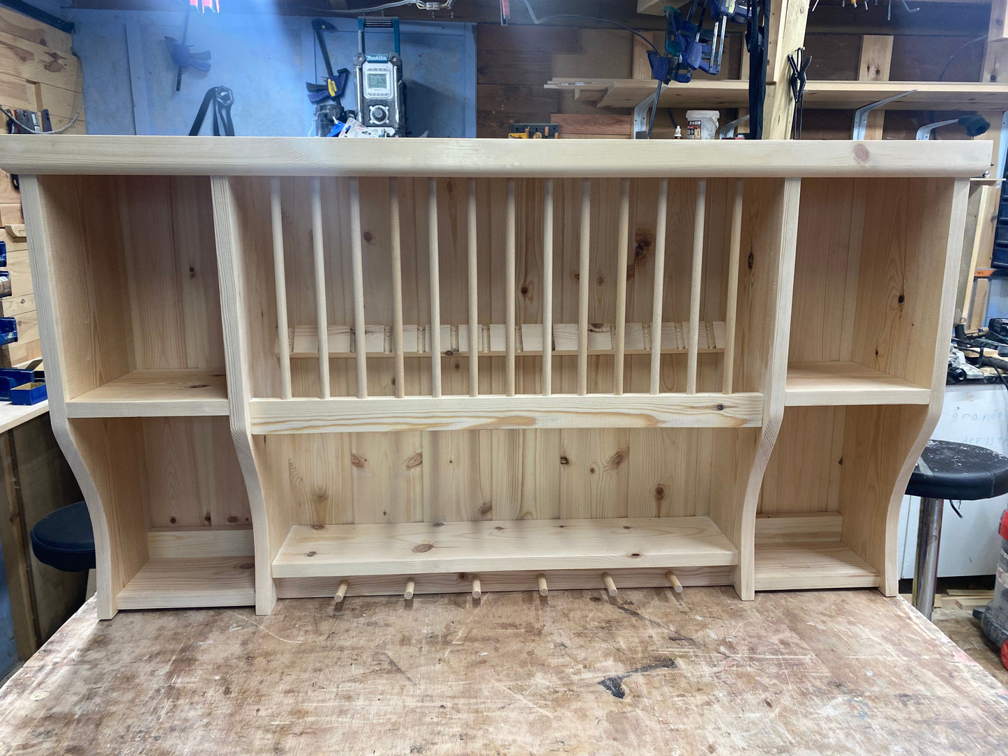 Rye handmade pine natural kitchen plate rack