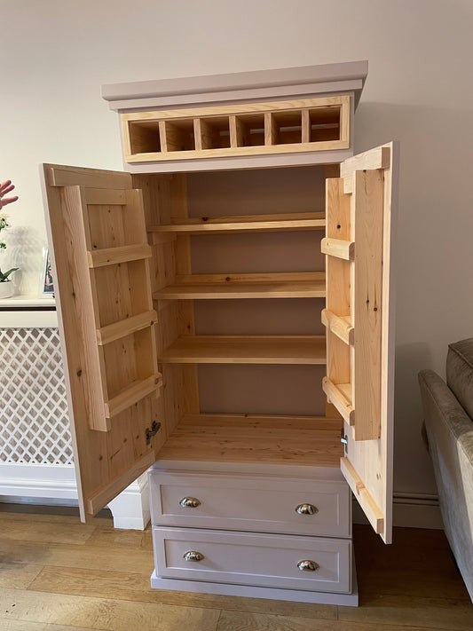 The Wales Handcrafted bespoke custom made to order pantry larder finished in your chosen farrow and ball colour deposit available