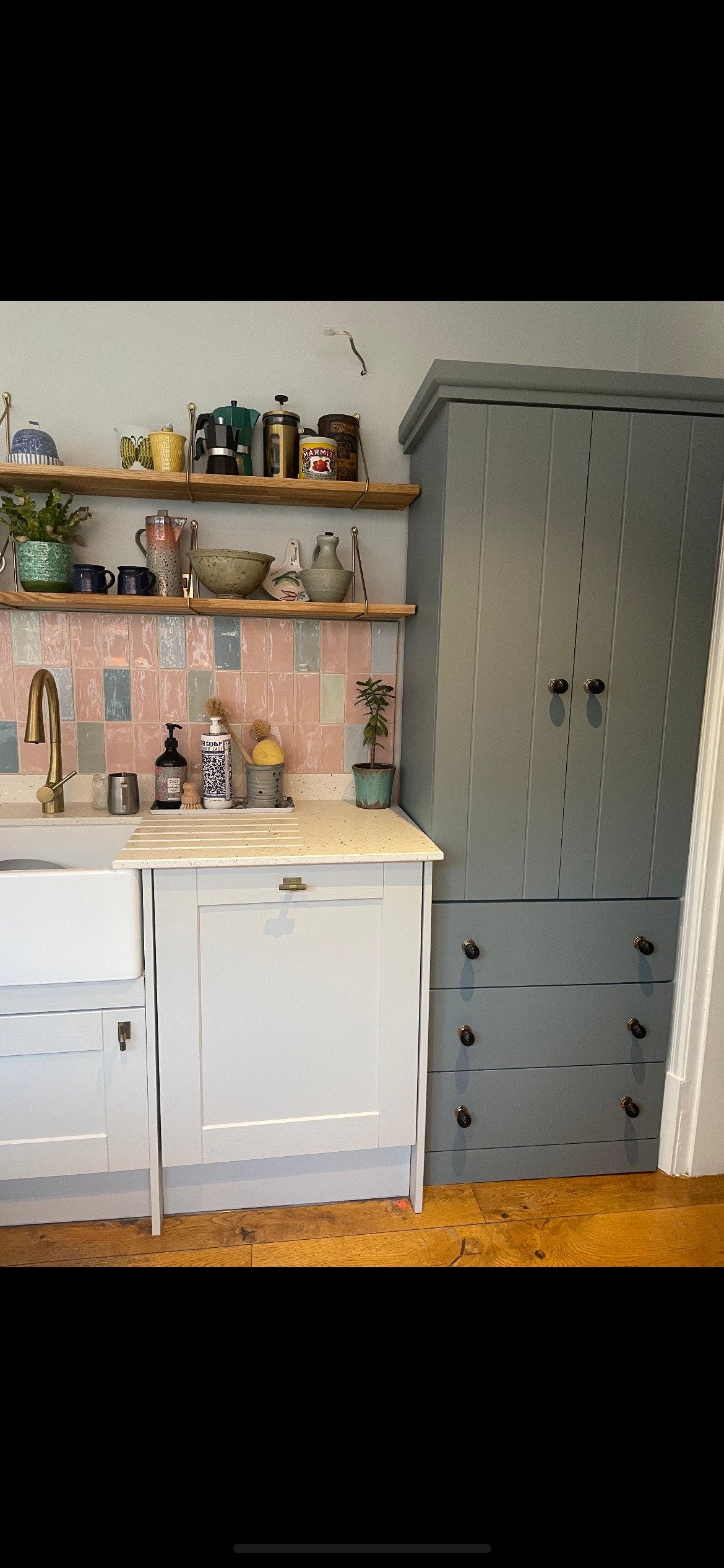 The Hallam Handcrafted bespoke custom made to order pantry larder finished in your chosen farrow and ball colour