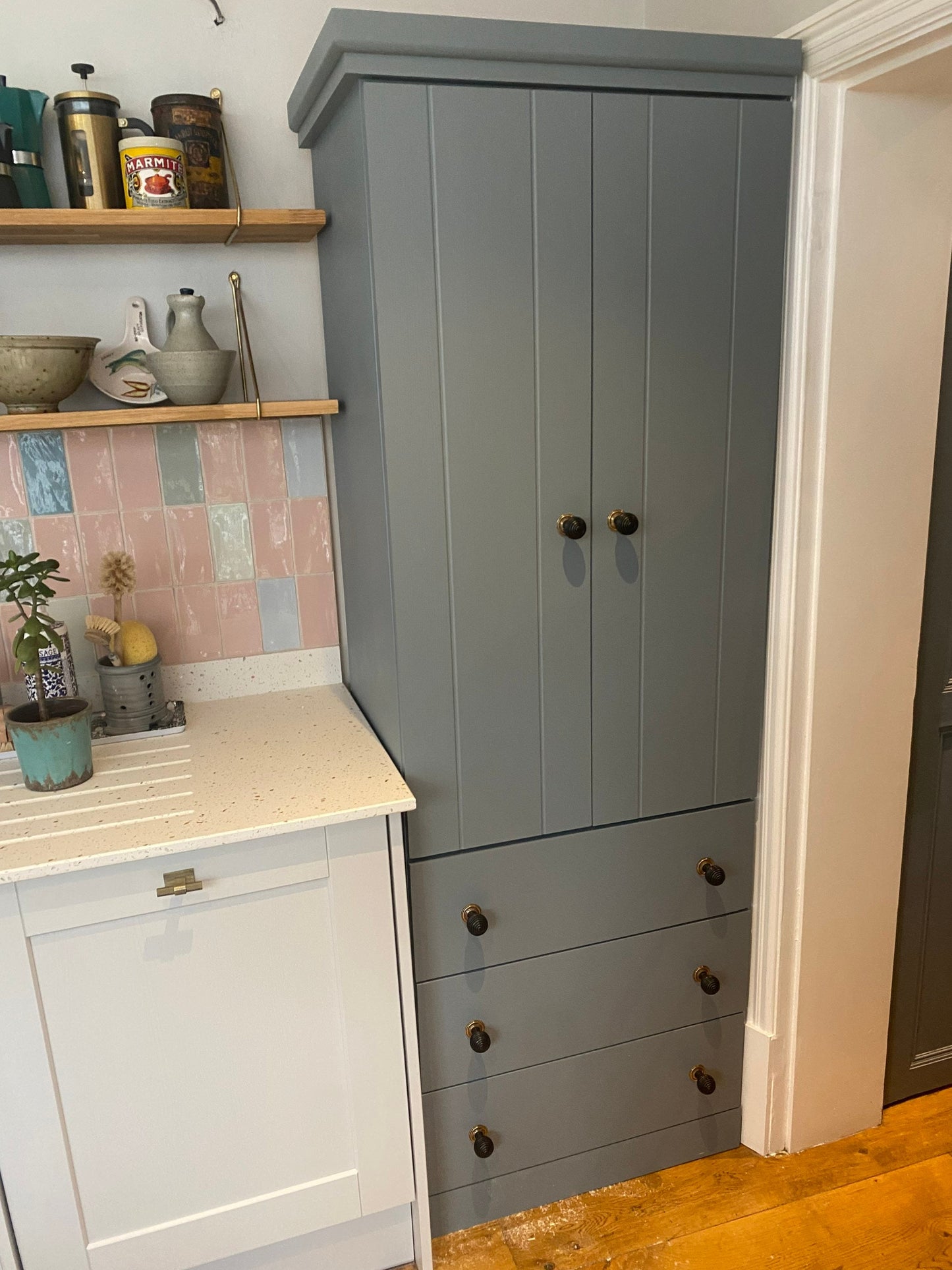The Hallam Handcrafted bespoke custom made to order pantry larder finished in your chosen farrow and ball colour