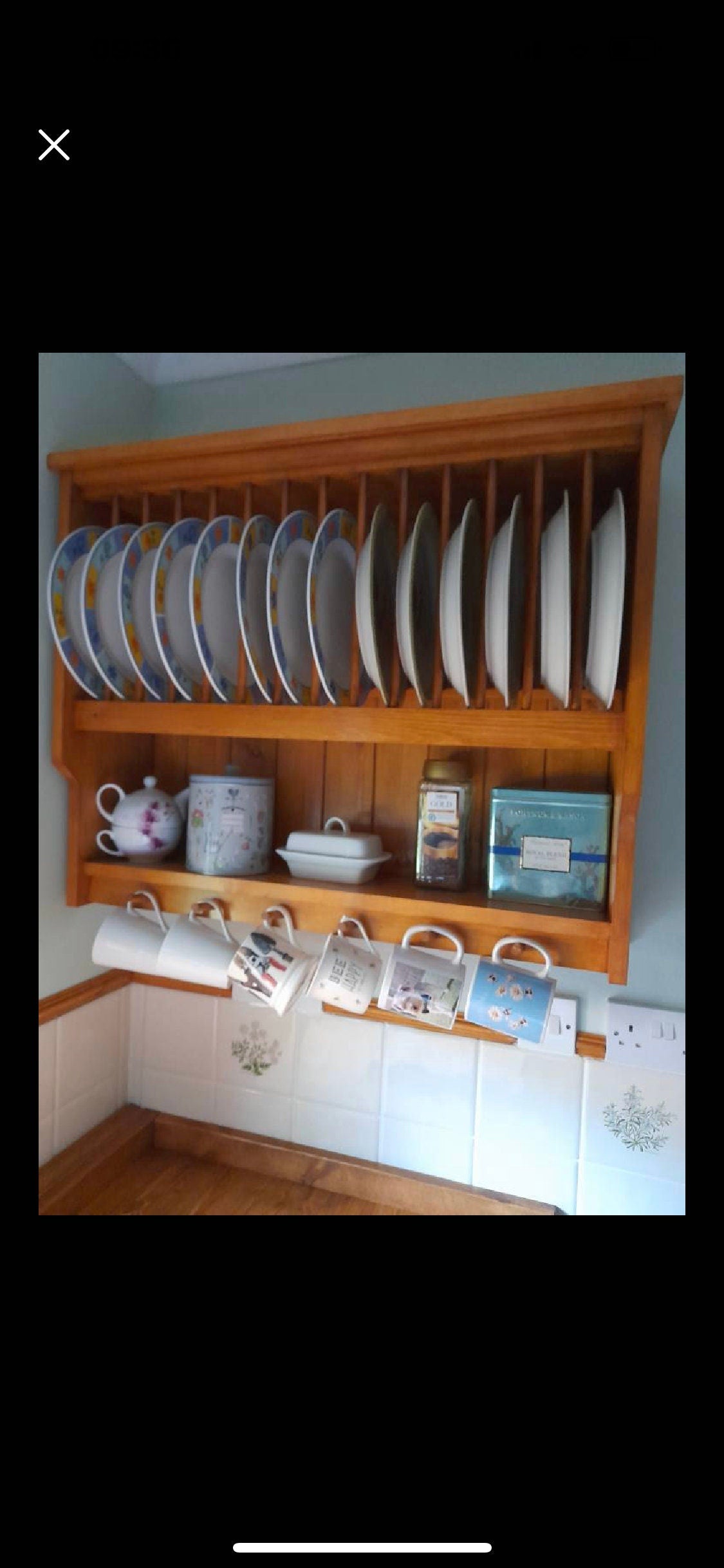 The Keswick handmade kitchen pine plate rack storage