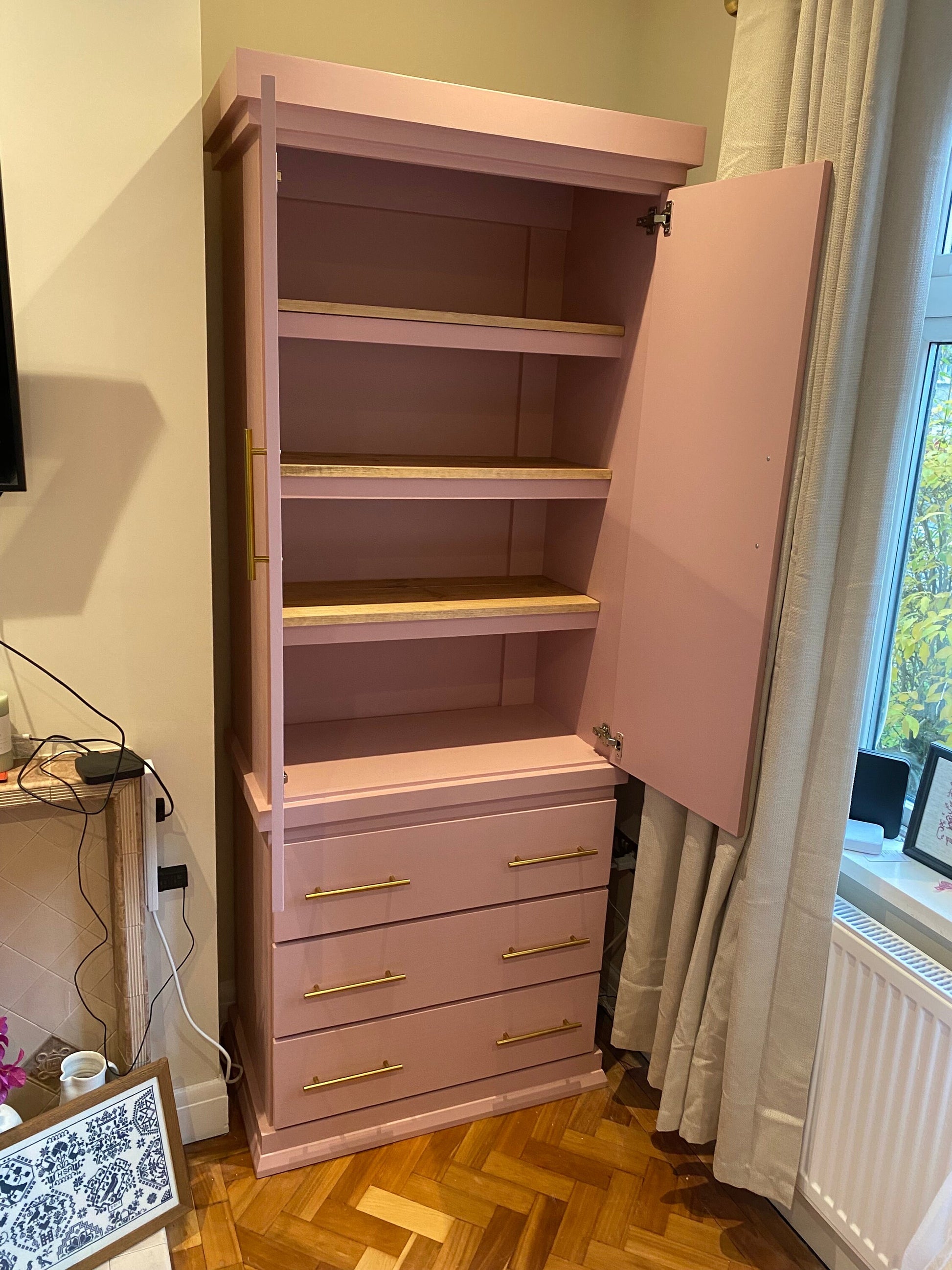 The Swansea bespoke custom made to order pantry larder kitchen cupboard finished in your chosen farrow and ball colour and handle choice