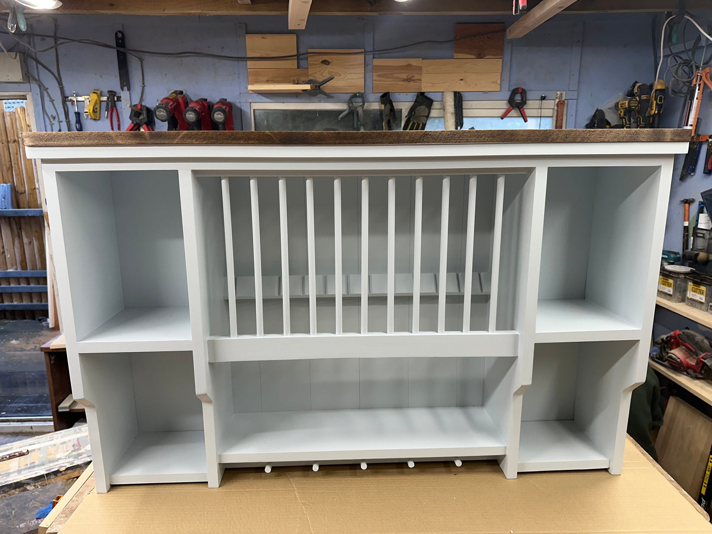 The Blakeney handmade pine kitchen plate rack storage available in your chosen f&b colour