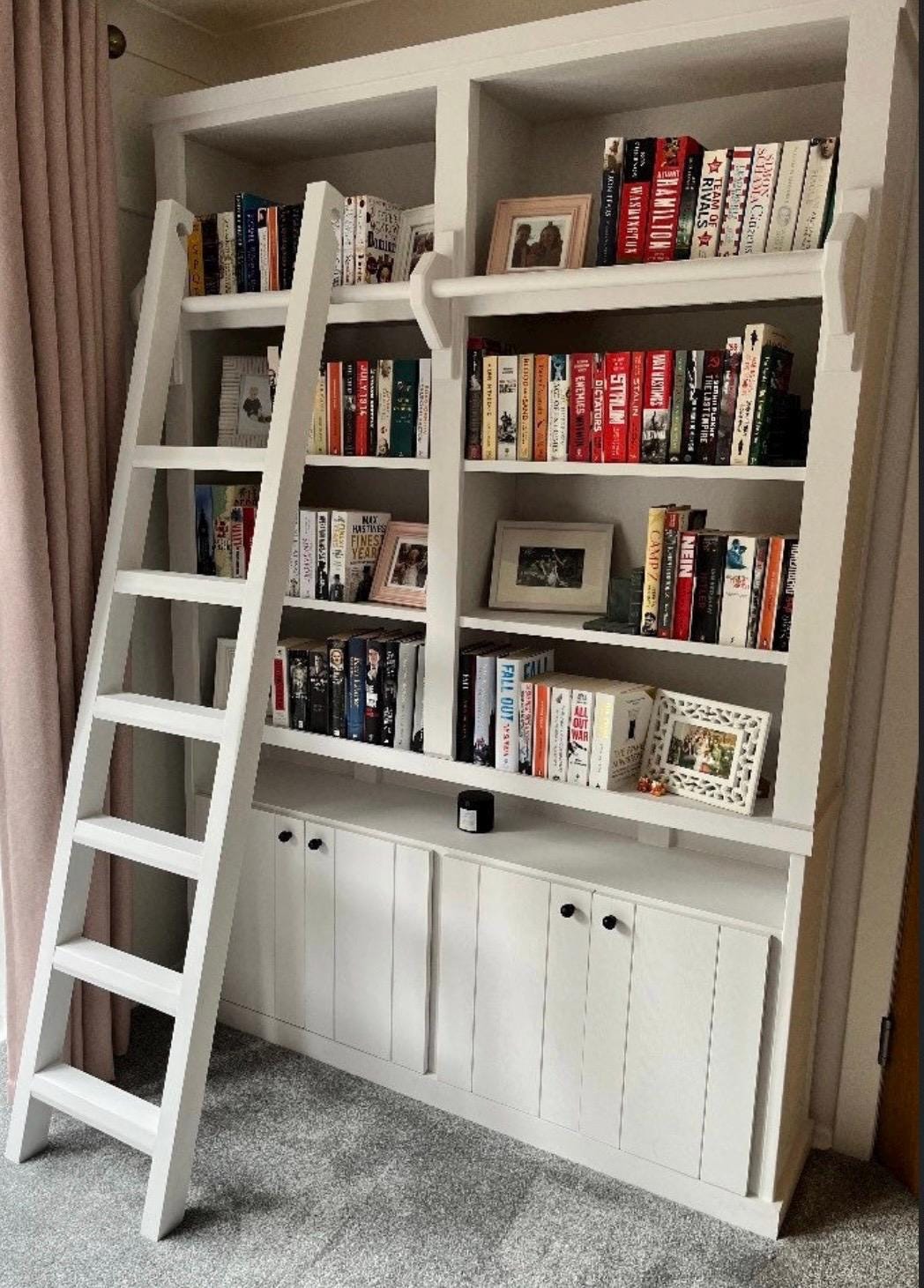 Filey bookcase library handcrafted bespoke made to order deposit option available finished in your chosen colour choice
