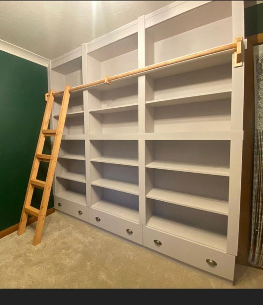 The doune bookcase library handcrafted bespoke made to order deposit option available finished in your chosen colour choice