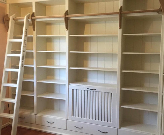 The Eastwood bookcase library handcrafted bespoke made to order deposit option available finished in your chosen colour choice