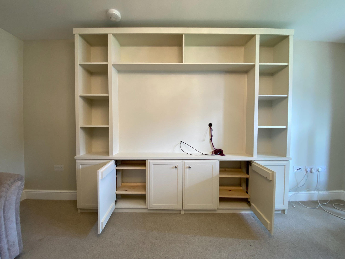 Two shelves in each section