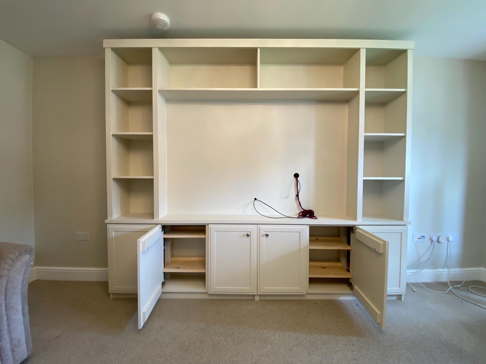 Two shelves in each section