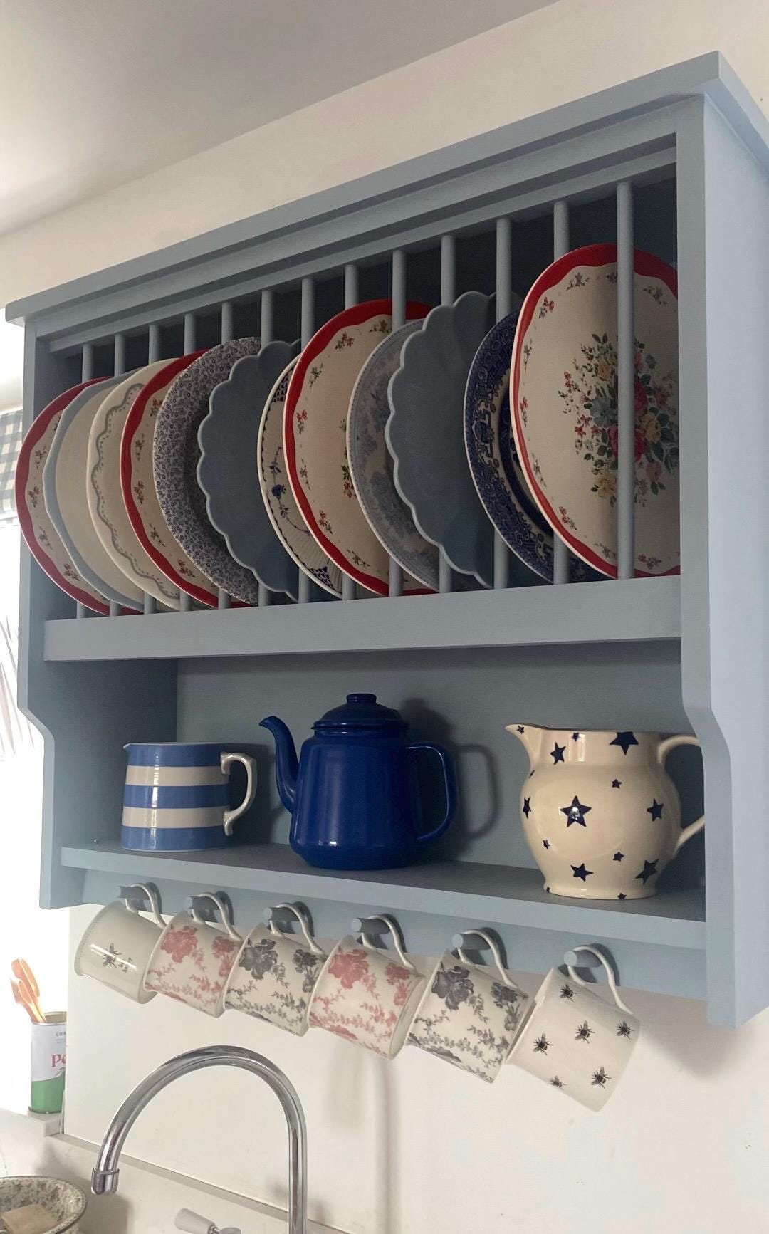 The Kilburn handmade kitchen plate rack storage finished in your chosen farrow and ball colour