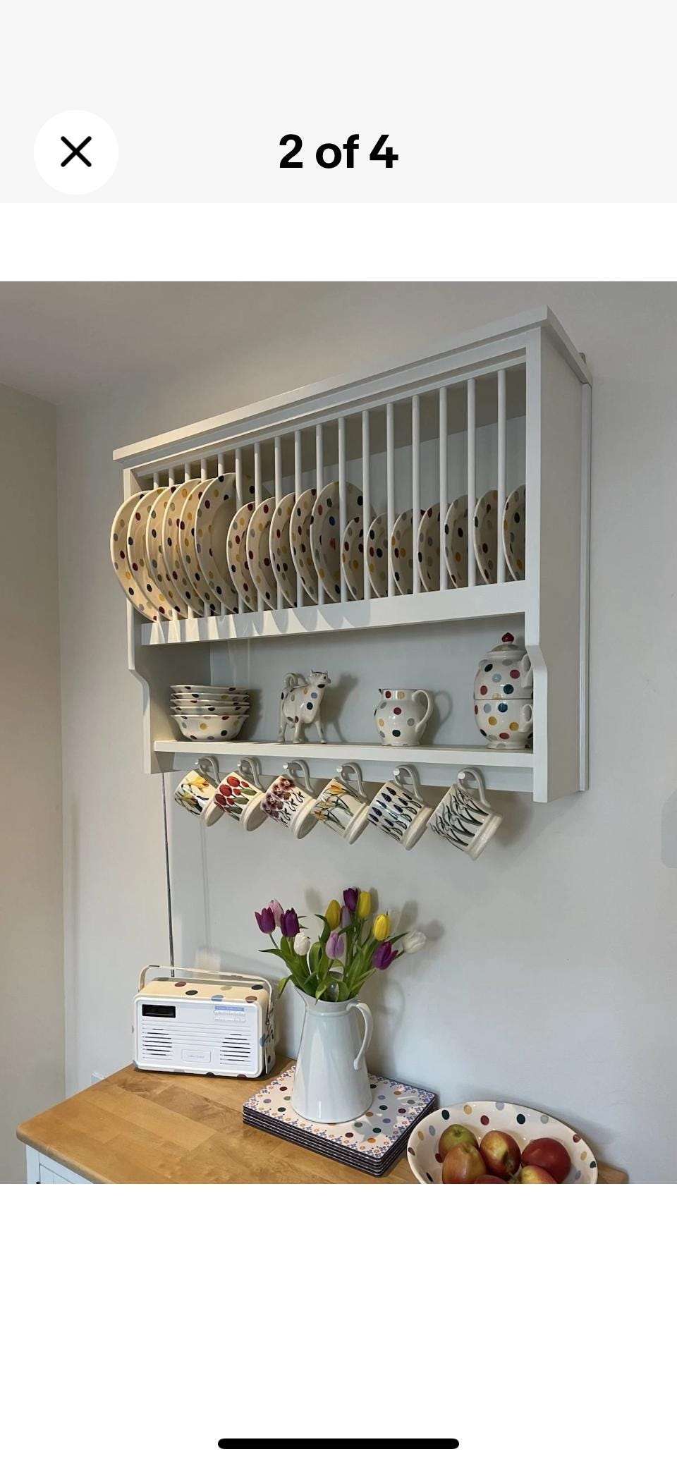 The Coxbench handmade kitchen plate rack storage finished in your chosen farrow and ball colour