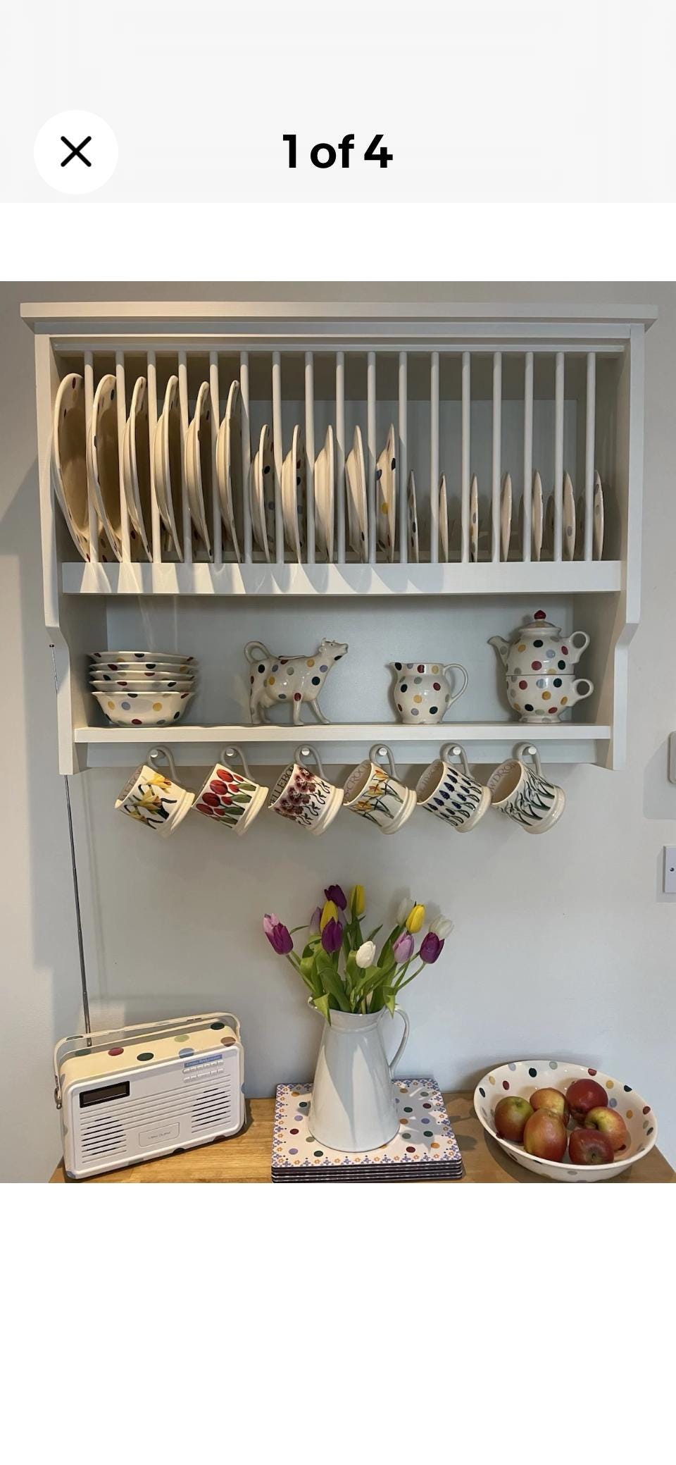 The Coxbench handmade kitchen plate rack storage finished in your chosen farrow and ball colour