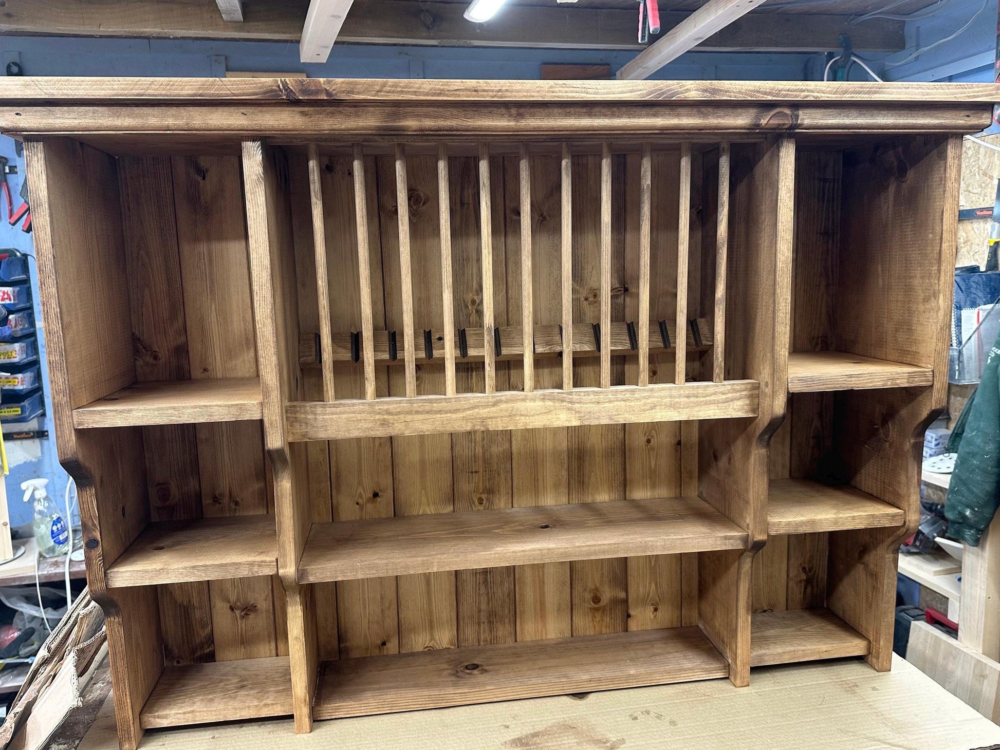 The Wroxham kitchen pine handmade plate rack available in stain, painted or natural Finnish