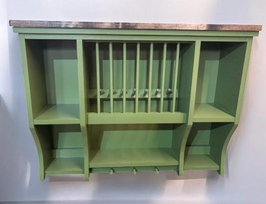 The Swaine handmade pine kitchen plate rack storage available in your chosen f&b colour